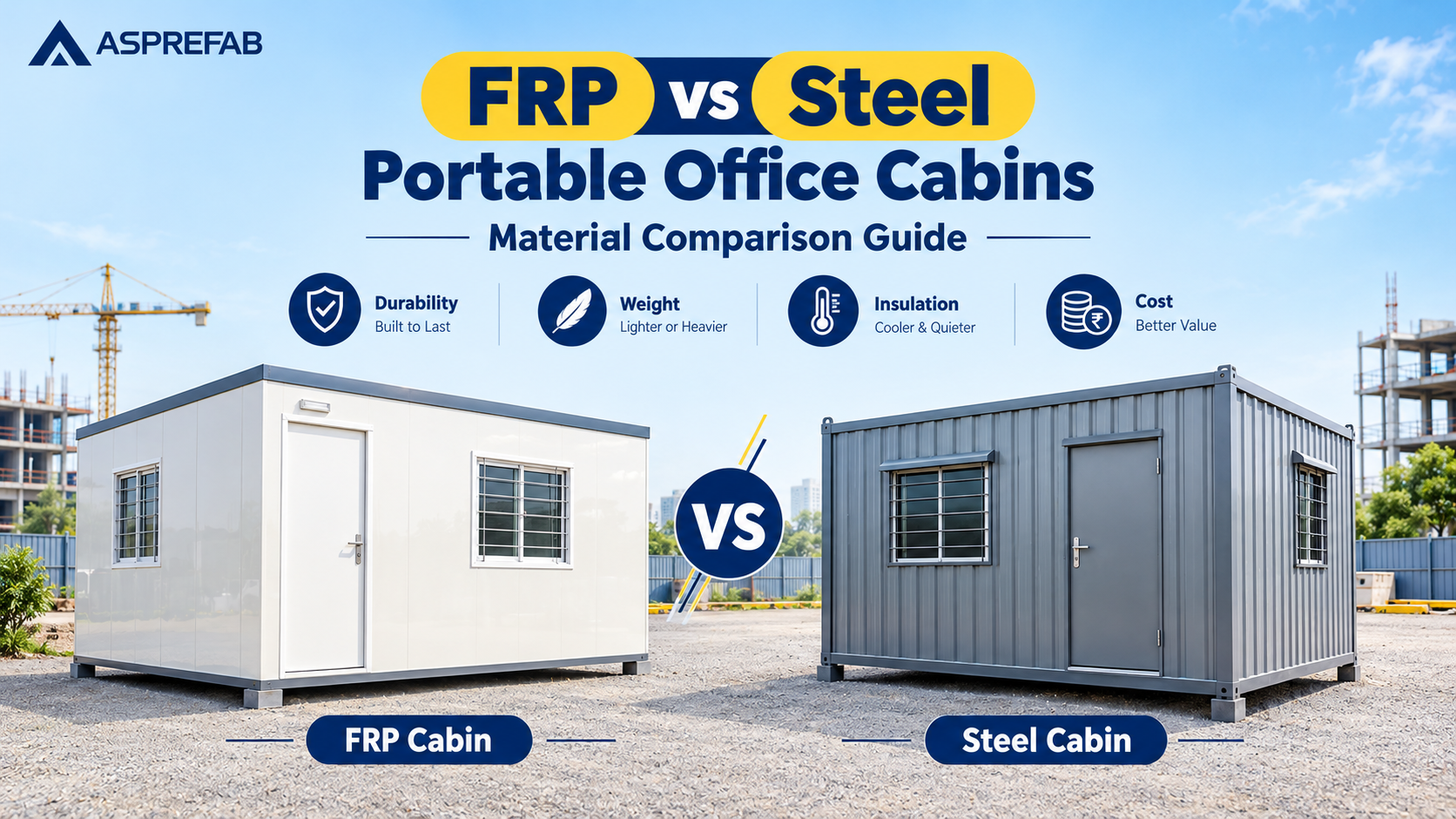 FRP vs Steel Portable Office Cabins: Material Comparison Guide - Asprefab
